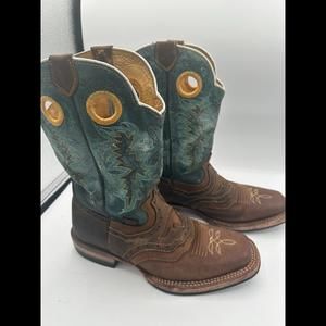 Women’s Reyme Original Turquoise Leather Cowgirl Boots Size 6.0 US 23 MX